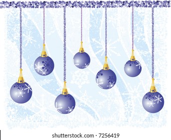 Christmas decorations illustrated with a bold grunge strokes with a floating snowflake background.