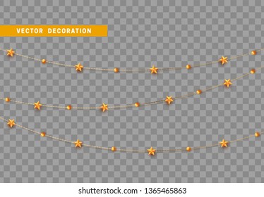 Christmas decorations isolated on transparent background.