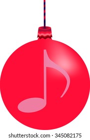Christmas decorations, musical notes red, vector