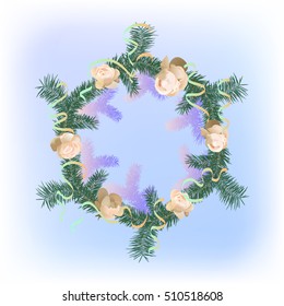 Christmas decorations on blue background, vector illustration