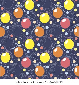 Christmas decorations on the Christmas and New Year's holidays in the form of balls.Perfect for holiday invitations, winter greeting cards, wallpaper and gift paper 