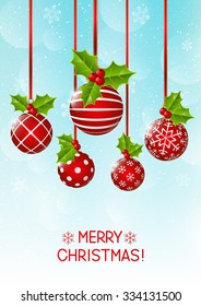 Christmas decorations on sky background
