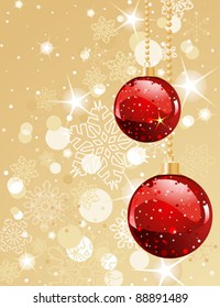 Christmas Decorations on snowy background