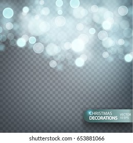 Christmas decorations on a transparent background. Light effect. light blur effect vector premium background. Luxury sparkles  defocused  glitter with sparkling golden glowing texture and bokeh glow