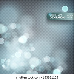 Christmas decorations on a transparent background. Light effect. light blur effect vector premium background. Luxury sparkles  defocused  glitter with sparkling golden glowing texture and bokeh glow