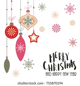 Christmas decorations on white