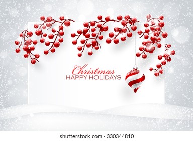 Christmas decorations on white background. Vector illustration