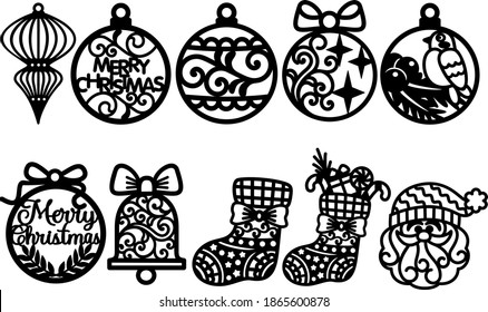 Christmas Decorations Ornaments Baubles Toys Template SVG For Cutting svg