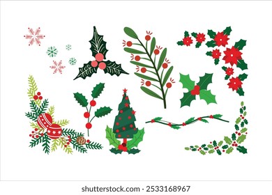 Decorações de Natal e enfeites conjunto de ilustração de design.