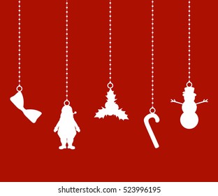 Christmas decorations of paper tape. Silhouette  decor element