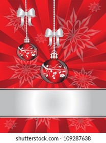 Christmas decorations with a pattern on a red background