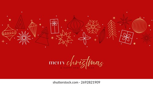 Christmas decorations pattern, red greeting card background