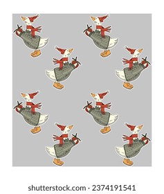  Christmas decorations pattern in vintage style