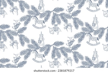  Christmas decorations pattern in vintage style