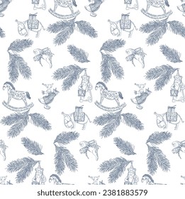 Christmas decorations pattern in vintage style