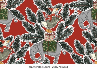 Christmas decorations pattern in vintage style