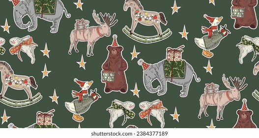 Christmas decorations pattern in vintage style