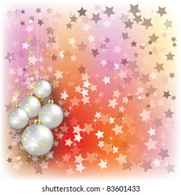 Christmas decorations pearl balls on stars background