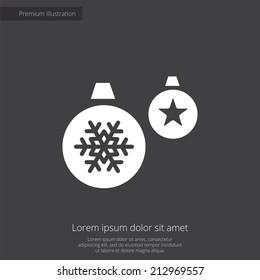 Christmas Decorations premium illustration icon, isolated, white on dark background, with text elements 