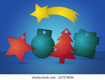 Christmas decorations price labels vector illustration