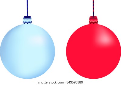 Christmas decorations, red and blue color, winter, new year, one snowflake, vector