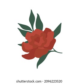 Christmas decorations. Red flower. Vector illustration isolated on a white background. 