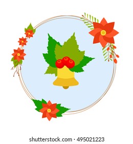 Christmas decorations. Red; green with gold bouquets