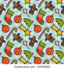 Decorações de Natal padrão sem costura. Ilustração vetorial editável.