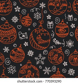 Christmas decorations seamless pattern. Merry Christmas and Happy New year