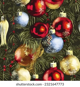 christmas decorations seamless pattern xmas abstract background repeating eps vector