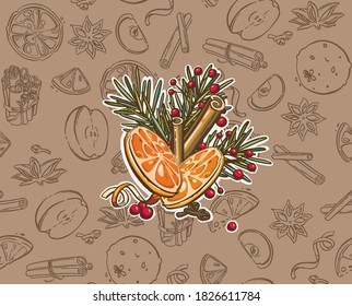 Christmas decorations, set. fir cone