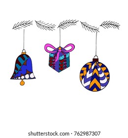 Christmas decorations set. Vector illustration.