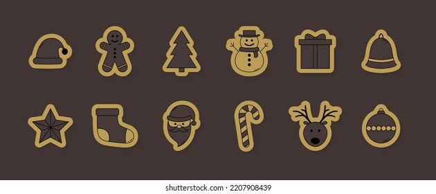 Christmas decorations. Set of Xmas icons. Vector
