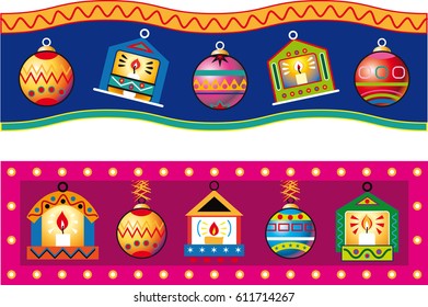 Christmas decorations in the shape of small house painted