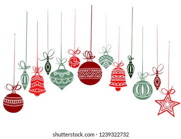 Christmas decorations, sketch drawing for your design, greeting card, Christmas icons