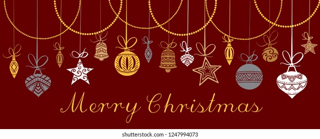 Christmas decorations, sketch drawing for your design, greeting card, Christmas icons