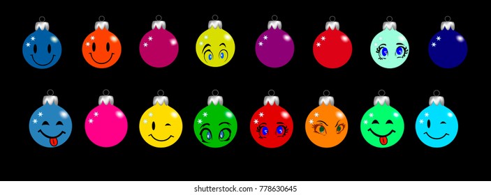 Christmas decorations with smileys and eyes