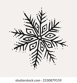 Decoraciones de Navidad, copo de nieve. Navidades dibujadas a mano caprichosos iconos de arte de línea 2. Clipart de Navidad, Ilustraciones vectoriales, dibujado a mano doodle iconos, dibujo de estilo peculiar