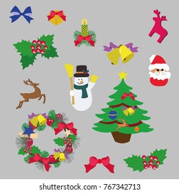 Christmas decorations and snowman