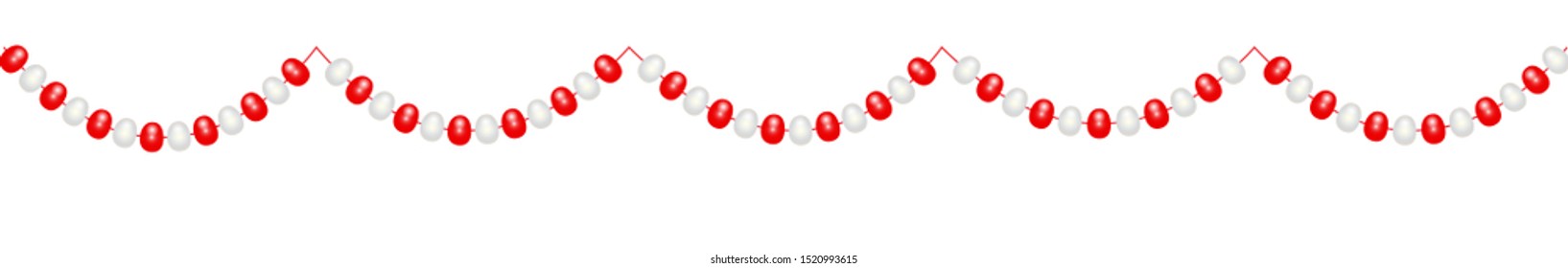 Christmas decorations, string garlands with balls , isolated on white background. Vector Illustration EPS10