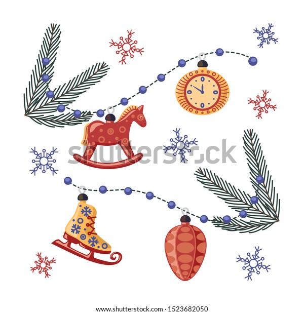 Christmas Decorations Christmas Tree Horse Watch Royalty Free