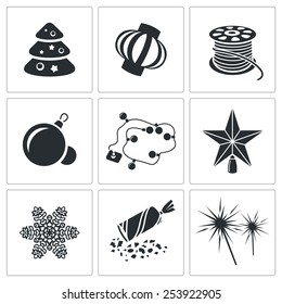 Christmas decorations Vector Icons Set