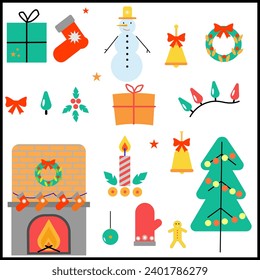 Christmas decorations and decorations in vector illustration