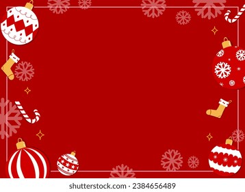 Decoración navideña ilustración vectorial en fondo rojo para diseño, decoración 