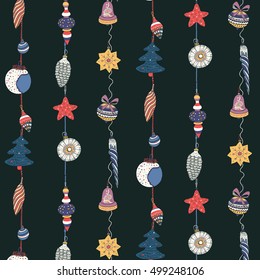 christmas decorations, vector pattern, new year background.