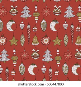 christmas decorations, vector pattern, new year background.