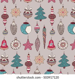 christmas decorations, vector pattern, new year background.