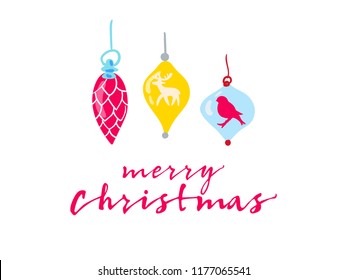 Christmas decorations. Vector set of balls. New Year background. Design element for poster, banner, card, flyer.