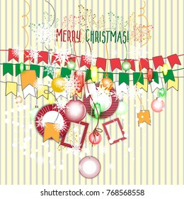 Christmas decorations. Vector set of decorative elements. New Year background.