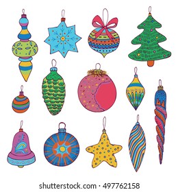 christmas decorations, vector set, new year collection.